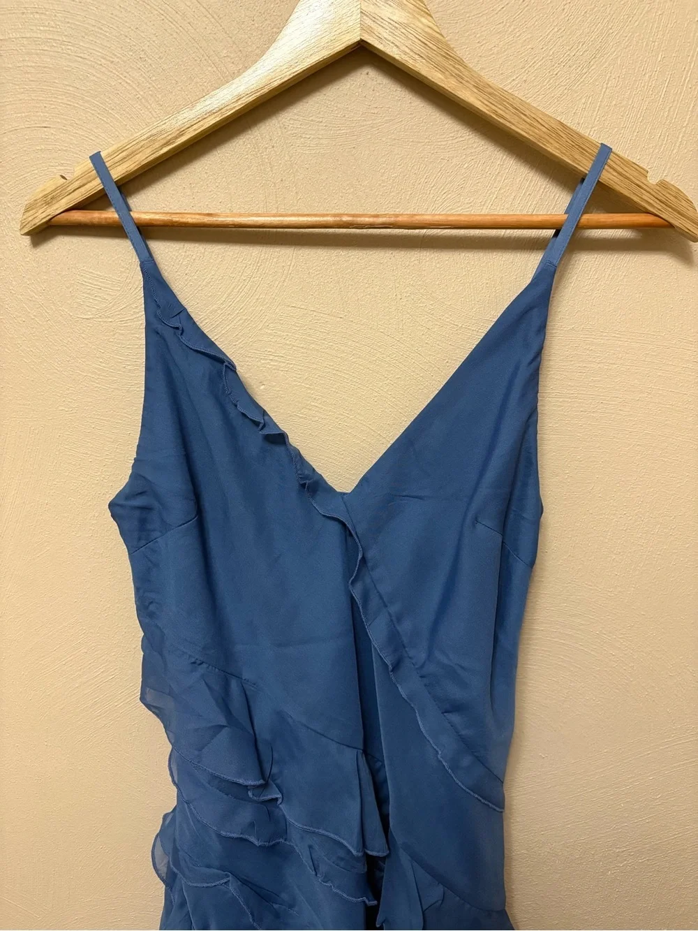 Abercrombie & Fitch Cascading Ruffle Maxi Dress Blue Size Small Petite NWT New